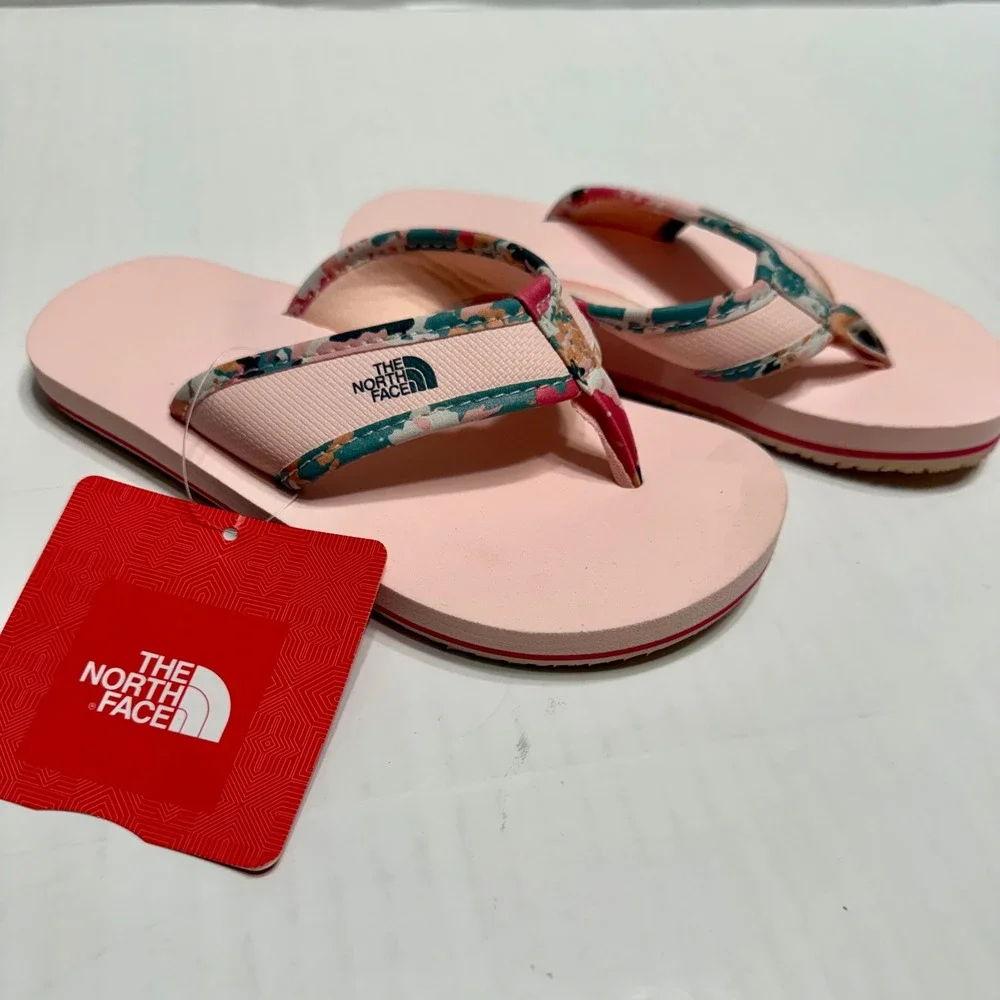 The North Face Kids Base Camp Flip Flops Pink Floral Sandals Size 12 NEW